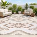JONATHAN Y Neutral Diamond Kilim Indoor Outdoor Area Rug 8X10 Brown/Ivory, Sumak High-Low Pile for Backyard, Patio, Porch, Easy-Cleaning, High Traffic, Pet-Friendly, Non-Shedding (SBH107C-8)