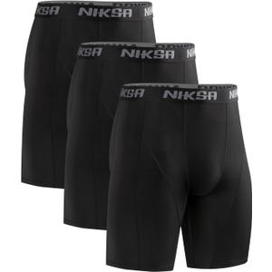 Niksa 3 Pack Compression Shorts Men, Spandex Athletic Workout Running Shorts Performance Sport Baselayer Underwear (XX-Large)