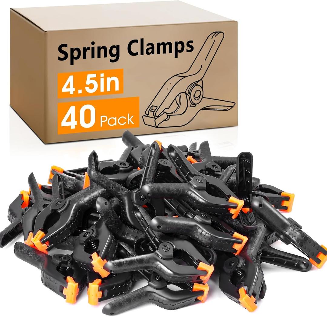 40 Pack 4.5 inch Plastic Spring Clamps, Black Heavy Duty Clips, Backdrop Clips, Woodworking Clamps, Plastic Clamps for Crafts, Backdrop Stand, Woodworking, Photography