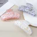 3Pcs Acrylic Hair Claw Clips - Medium Hair Clips Banana Clip for Women with RhinestonesStars Moon pattern