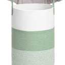 CLHMILY&Z 60L Laundry Basket Round Storage Rope Basket - 15x20.5 Inches - Green Hamper in Bedreoom and Cute Storage Bin for Blankets, Toys, and Nursery Essentials