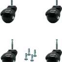 2 Inch Swivel Ball Caster Wheels for Furniture - Gloss Black Hooded Stem Casters with 5/16 Grip Neck Stem - 300 lbs. Total Capacity - Sockets Included - Set of 4 - Service Caster Brand