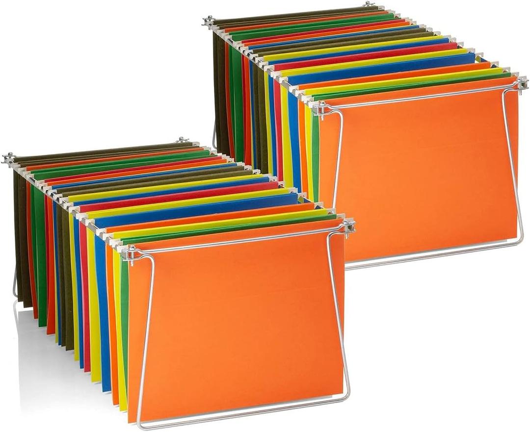 Officemate Hanging File Frames, Letter Size, Rails fits 24 to 27, Files Cabinet, Steel, 2 Sets (91999) , Silver