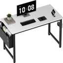 Computer Desk White Writing Table for Small Spaces, Size:80x40x70-110cm
