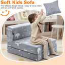 MeMoreCool Kids Tri-Fold Sofa Bed Glow Star Floor Mattress & Foldable Futon Chair Convertible Toddler Couch | Soft Plush Lounge Mat | Playroom Furniture | Includes Pillow
