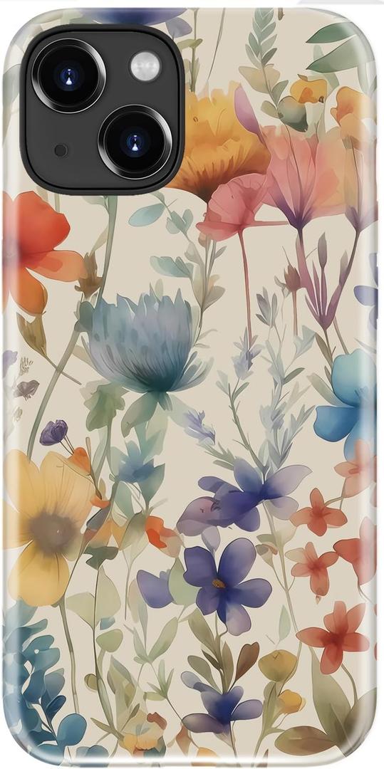 LUMARKE for iPhone 14/iPhone 13 Case,Trendy Flower Cover,Wireless Charging