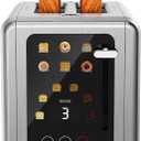 WUNLY 2 Slice Toaster, Touchscreen & Dual Independent Control Panel, 5 Basic Functions & Digital Countdown Toasters, 6 Shade Settings＆6 Bread Types, Smart Bread Maker Mute/ Screen-Off, Titanium