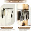 Black 35"-48" Pull Down Closet Rod Stainless Steel 60lbs Load Capacity