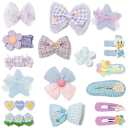 Hair Clips for Girls 17 Pcs No Slip Assorted Barrettes for Kids Bows Blue Purple Cute Hair Accessories for Little Girls Teens Toddlers Child Kids Gifts
