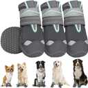 SlowTon Dog Shoes for Large Small Medium Dogs - Waterproof Dog Boots for Summer Hot Pavement, Paw Protector for Outdoor Walking Winter Snow, Anti-Slip Rubber Dog Booties for Hardwood Floor (Grey, 0)
