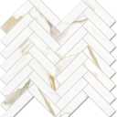 Vamos Tile Herringbone Peel and Stick Backsplash Tile - 10 Sheets Calacatta Gold PVC Self Adhesive Tiles Stick on Wall Tile for Kitchen, Bathroom and Fireplace