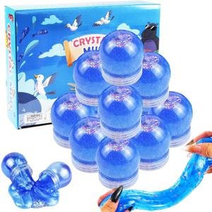 Galaxy Slime Party Favors, 12 Pack Slime Balls with Glitter, Non-Sticky, Student Gifts Goodie Bags Stuffers for Kids, Classroom Reward, Party Supplies, Blue
