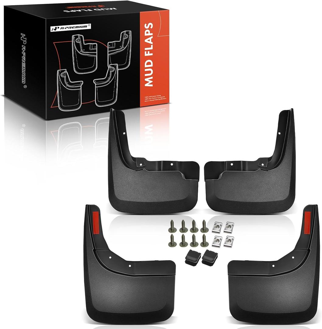 A-Premium Mud Flaps Compatible with Chevrolet Silverado 1500 2019-2021, No Drilling Required Mud Guards with Hardware Accessories, Set of 4 Front and Rear