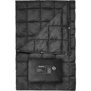 KingCamp Ultralight Camping Blanket, Packable Down Alternative Puffy Wearable Blankets Weatherproof Warm Package Quilt with Snap Buttons for Outdoor Hiking Travel Picnic Stadium (79" x 57", BLACK)