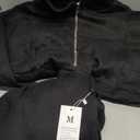 AUTOMET Womens Sweatshirts Half Zip Cropped Pullover Fleece Quarter Zipper Hoodies 2026 Fall Fashion Outfits Clothes Black Size M