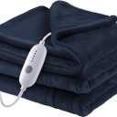 Electric Heated Blanket Microplush Cover Blanket, Full Size 72"x84" with 4 Heat Settings & 10 Hours Auto Off, Cozy & Warm for All Night, Machine Washable, Dark Blue