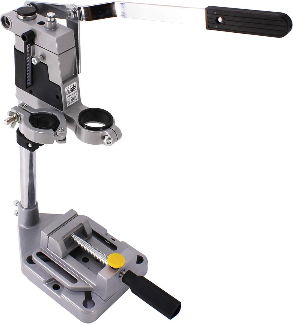 HFS(R) Adjustable Drill Press Rotary Tool Workstation Stand Universal Bench Clamp Support Tool for Hand Drill Single Hole Installation (Aluminum)