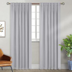 BGment Rod Pocket and Back Tab Blackout Curtains for Bedroom - Thermal Insulated Room Darkening Curtains for Living Room, 2 Window Curtain Panels (52 x 90 inch, Light Grey)