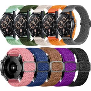 10 Pack Elastic Bands Compatible for Samsung Galaxy Watch 7 6 5 4 40mm 44mm/Watch 6 4 Classic Band 42mm 46mm 43mm 47mm/Active 2,20mm Adjustable Nylon Sport Watch Band (Pink-Black-Blue-Green-10 colors)