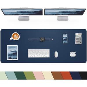 Large Desk mat, Leather Desk Pad Protector,Office Desk Mat,Mouse Pad, Non-Slip Desk Blotter, Laptop Desk Pad, Waterproof Desk Writing Pad for Office&Home (Midnight Blue, 55" x 17")