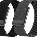 Vanet Nylon Straps Compatible with Whoop 5.0 Bands Peak, MG Life and One, Elastic Woven Strap Breathable Sport Adjustable Stretchy Braided Replacement Bands for Men Women [NOT for Gen 4], 2 Pack (All Black+Black/Gray)