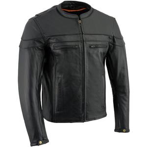 Milwaukee Leather LKM1725 Men's Black Leather Sporty Crossover Scooter Motorcycle Jacket w/Reflective Piping (XX-Large) Milwaukee Leather LKM1725 Men's Black Leather Sporty Crossover Scooter Motorcycle Jacket w/Reflective Piping (XX-Large)