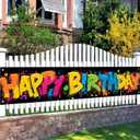 Happy Birthday Banner Graffiti-Style Backdrop Colorful Paint Splatters 118x20 inches Vibrant Party Decor Supplies Fun Celebration Decoration Party Photo Backdrop Wall Hanging Banner