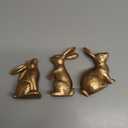 DN DECONATION Golden Polyresin Bunny Decor Rabbit Figurines, Easter Bunny Statue Set of 3 for Spring Tabletop Decor