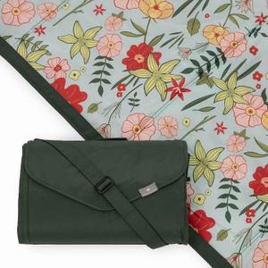 Little Unicorn 5'x10' XL Outdoor Family Picnic & Beach Blanket | Durable & Water-Resistant Fabric | Compact Fold & Easily Wipes Clean | Zipper Pocket (Primrose Patch)