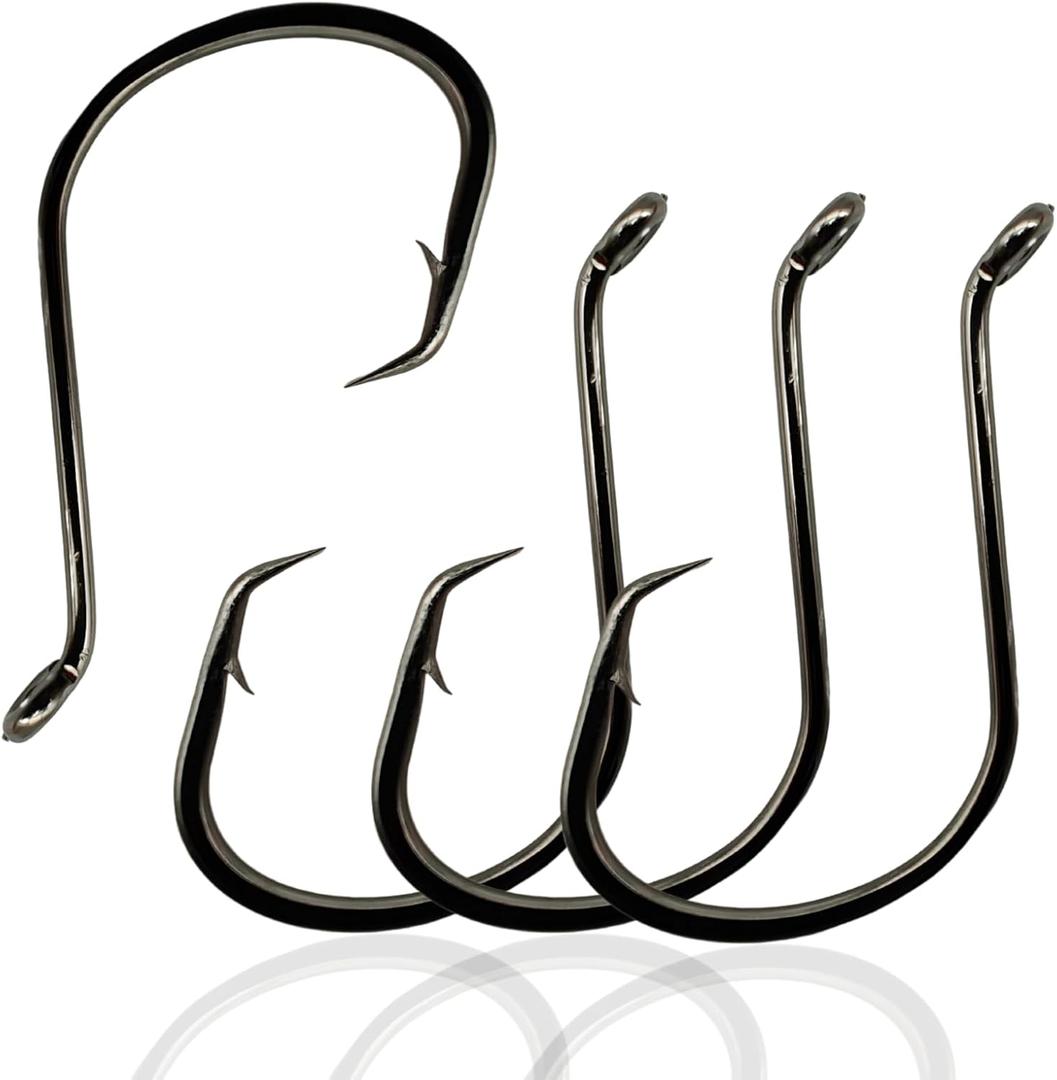 Fishing Hooks, Circle Hooks, Offset Circle Hooks, High Carbon Steel for Saltwater Fishing 50/25 Pack