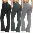 3 Packs Women's Flare Leggings with Pockets (XX-Large, Muticolor)