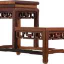 2 Tier Wing Wood Vase Display Stand Asin Vintage Floral Figurine Riser for Vases, Statues, Bonsai, Collectibles, Home Decorative Shelf