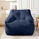 Cvortll Blue Bean Bag Chairs Ultra-Soft Faux Fur Large Bean Bag Chair Couch - Plush Memory Foam BeanBag Chair with Filling, Bedroom Comfy Chair for Adults, Teens, Kids (Blue)