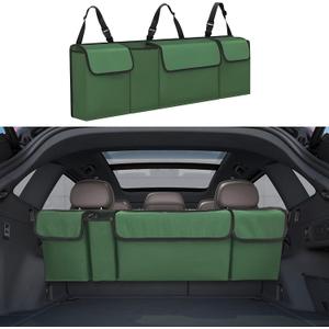 Car Trunk Organizer, Backseat Hanging Large Storage with Adjustable Straps, Waterproof PVC Collapsible Cargo Bag, Car Interior Accessories for Auto SUV MPV (Green)