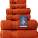 COZYART Burnt Orange Bath Towel Set for Bathroom Turkish Cotton Thick Soft Absorbent Durable 650 GSM Towel Sets of 6, 2 Large Bath Towels, 2 Hand Towels, 2 Washclothes (Harvest Pumpkin Orange)
