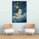 GSPQAZ Smiling Ghost with Star Canvas Print - Playful Halloween Wall Art for Home Dcor 12x18-Unframed (U696)
