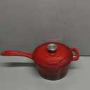 Enameled Cast Iron Sauce Pan, 2 Quarts Round Sauce Pot with Lid, Mini Dutch Oven Enamel Saucepan for Cooking Pasta Sauce, Marinate, Cook, Refrigerate and Serve, Gradient Red