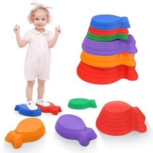 Balance Stepping Stones for Kids, 6/11PCS Toddler Jumping Stones Floor River Stones Non Slip Balance Blocks for Kids Coordination Motor Skills, Indoor & Outdoor Play Sensory Beam Toys