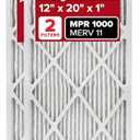 Filtrete 12x20x1 AC Furnace Air Filter, MERV 11, MPR 1000, Micro Allergen Defense, 3-Month Pleated 1-Inch Electrostatic Air Cleaning Filter, 2 Pack (Actual Size 11.81x19.81x0.81 in)