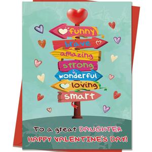 6 x Valentines Cards for Daughter | Funny Daughter Valentines Cards Gifts from Dad Mom Parent with Printed Message Inside