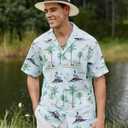 Vytroon Men's Hawaiian Shirts Wrinkle Free Short Sleeve Button Down Tropical Beach Vacation Shirt (L)