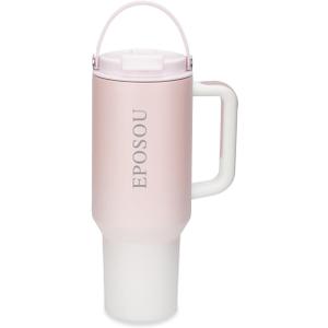 40 oz Tumbler with handle and Straw,leak proof water bottle with Flip Lid and tea strainer,BPA-Free,compatible with car cup holders,Insulated Stainless Steel Cup,Gifts for Women Men Him Her,(Pink)