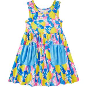 Kimoda Little Girls Summer Sleeveless Dress Toddler Print Casual Sundress 2-7 Years