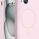 Miracase Compatible with iPhone 15 Case, [Soft Anti-Scratch Microfiber Lining], Liquid Silicone Case Gel Rubber Shockproof Drop Protection Phone Case for iPhone 15, Sand Pink