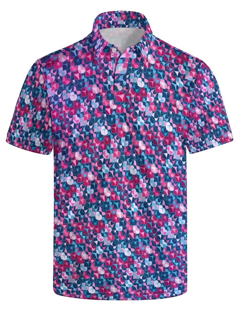 DOPINDU Crazy Golf Shirts for Men Funny Polo Shirt Print Shirts Short Sleeve Quick Dry Performance Collared Shirt Golf Gift (Pink, XXL)