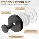 2 x Ninth Five Suction Cup Hooks for Shower, Bathroom Wall Door Hooks for Towels, Robes, Loofahs Hanging, Removable Suction Towel Hook for Tile Glass Mirror, No Drill(4 Pack, Black)