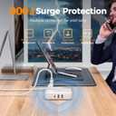 TESSAN Surge Protector Flat Extension Cord 5Ft, Ring Plug Power Strip with 4 Outlets 3 USB Ports (1 USB C), 900 Joules Protection, Multiple Wall Outlet Extender Suitable for Home Office Dorm, Grey