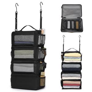 Stow-N-Go Travel Luggage Organizer – Portable Hanging Travel Shelves, Carry-On Closet Organizer, Hanging Packing Cubes, Collapsible Carry-On and Luggage Organizer. Bundle: Black  -Xl