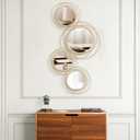 4 Set Circle Mirrors for Wall Decor for Living Room Bedroom Bathroom Entryway Metal Round Mirror Decorative Hanging Mirrors Sun Bohemian Geometric Accent Sculpture -Gold 11 in/9.2 in