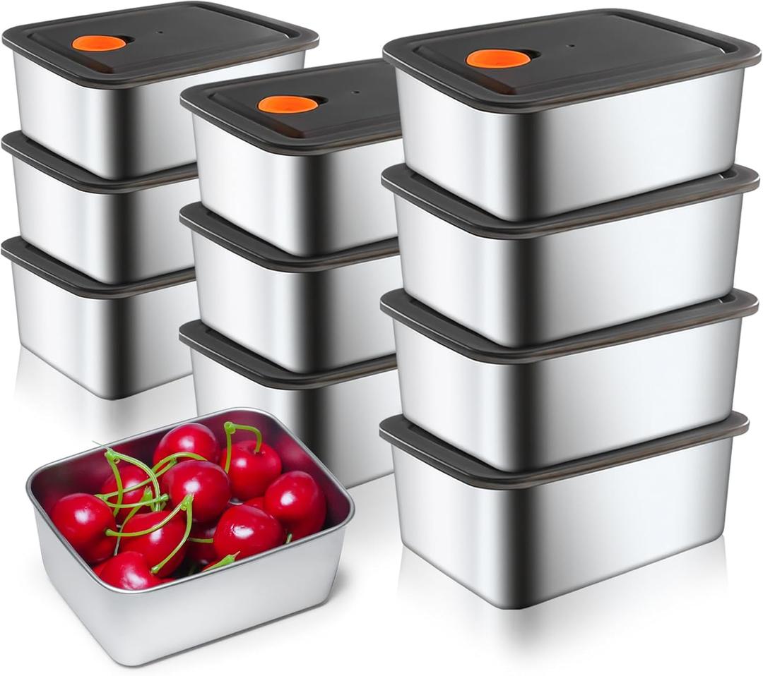 10 Pack Stainless Steel Food Storage Containers with Leak-Proof Lids, 16oz Reusable Metal Meal Prep Snack Box, Stackable Lunch Container, BPA-Free, Dishwasher Safe for Adults & Families 10 Pack Stainless Steel Food Storage Containers with Leak-Proof Lids, 16oz Reusable Metal Meal Prep Snack Box, Stackable Lunch Container, BPA-Free, Dishwasher Safe for Adults & Families